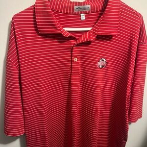 Ohio State Peter Millar Red and White Striped Polo Shirt